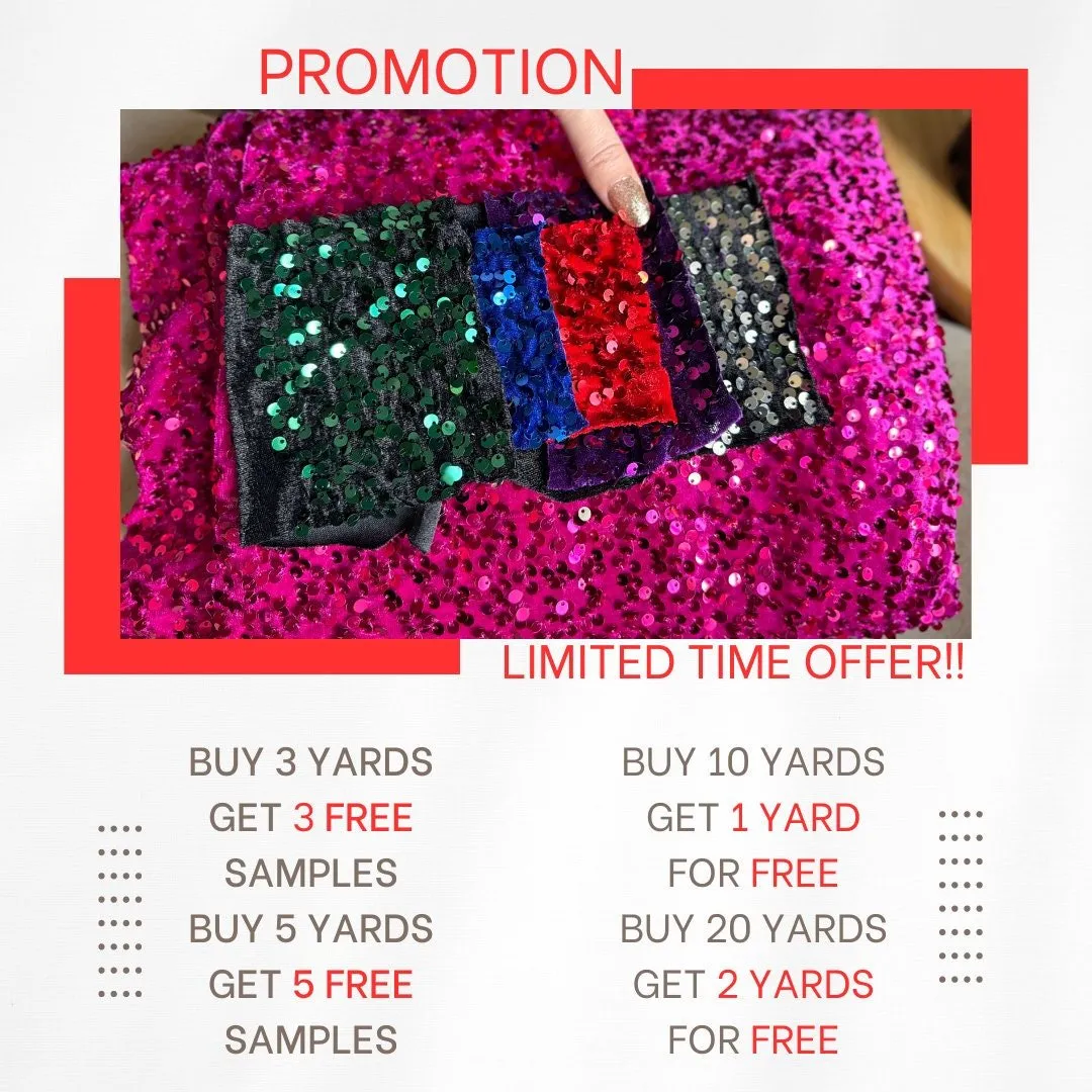 Hot Pink Sequins on Black Stretch Velvet