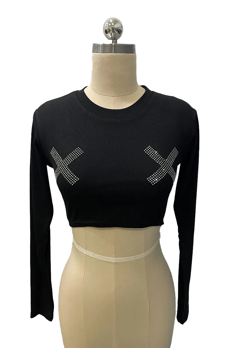 HTR1062 Edgy Cross Crop Top