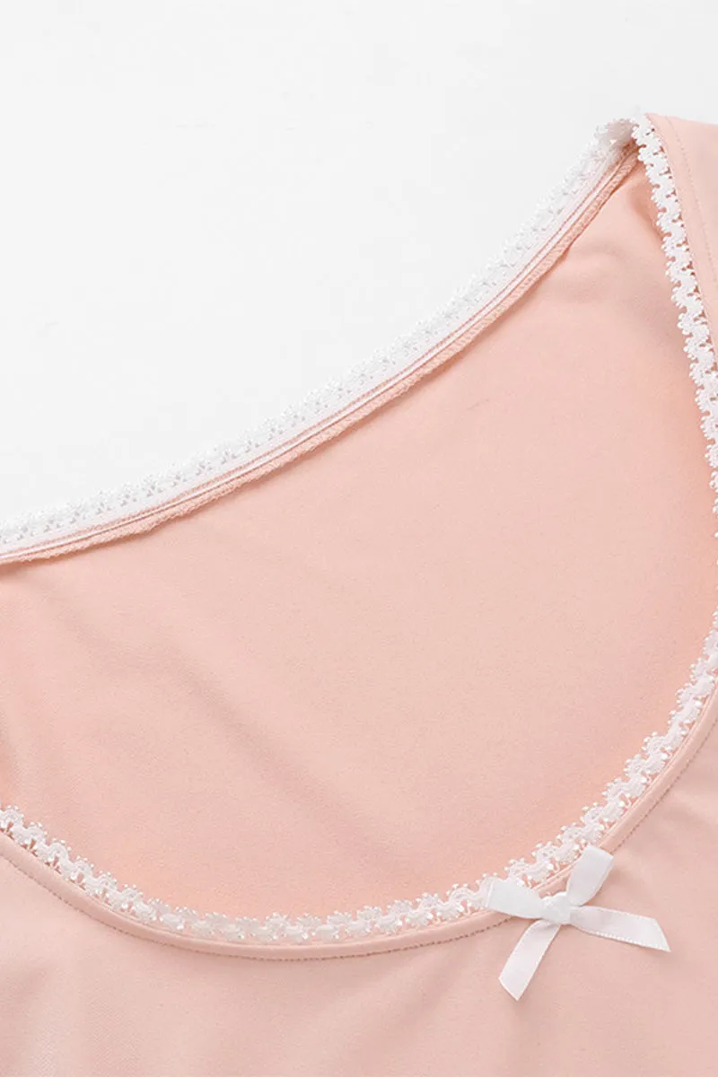 HTR1079 Lace Trimmed Long Sleeve Top