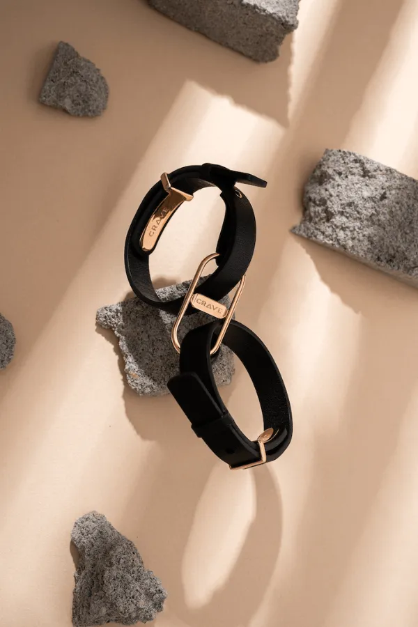 Icon Cuffs - Black/Rose Gold