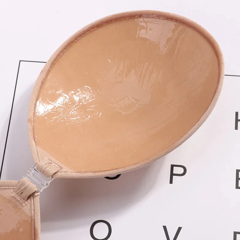 Invisible Self-Adhesive Silicone Push-Up Bra - Seamless Front Closure Strapless Backless Lingerie