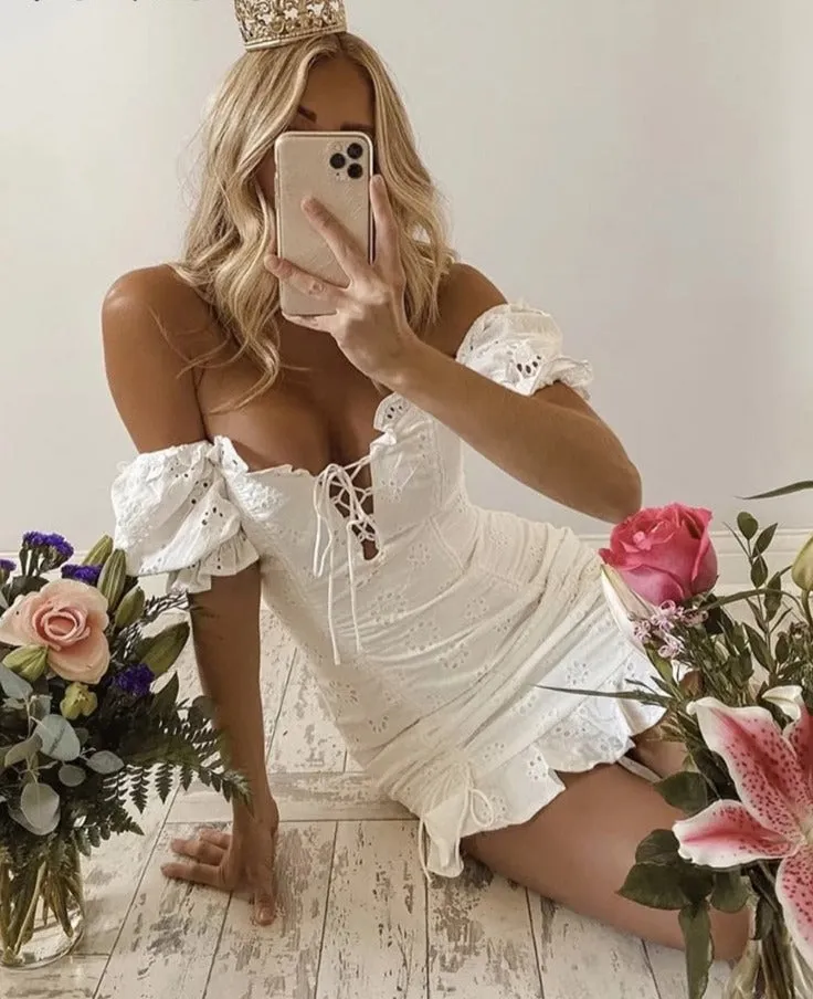 Isabelle – Lace & Ruffle Detail Summer Dress for Women