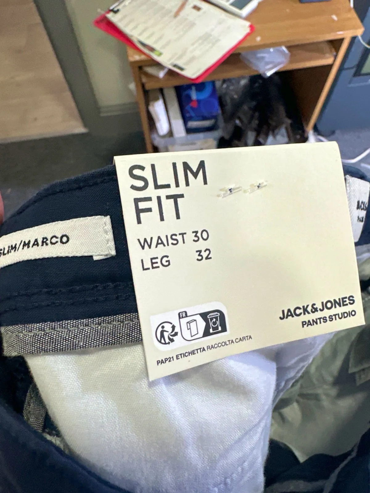 Jack & Jones Navy Slim Fit Trousers UK W30