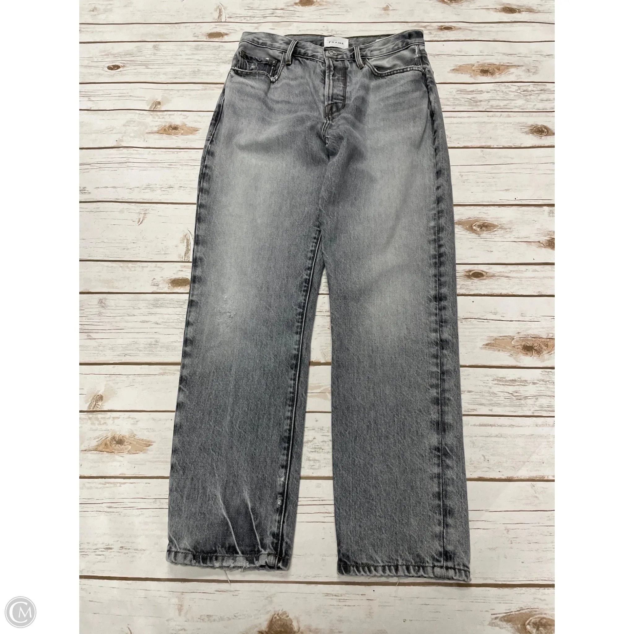 Jeans Straight By Frame In Grey Denim, Size: 2