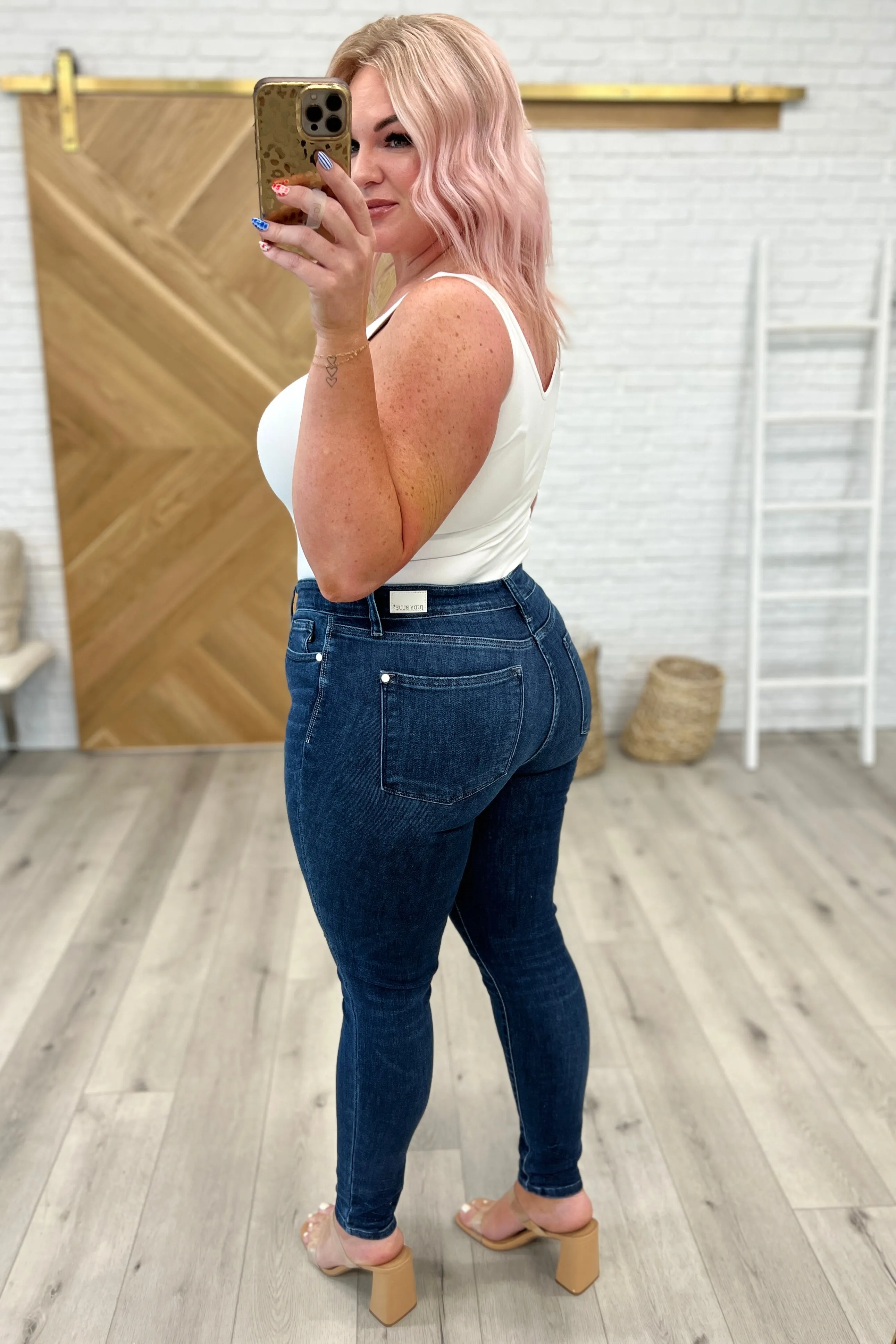 JUDY BLUE Addison Mid Rise Crinkle Ankle Skinny Jeans