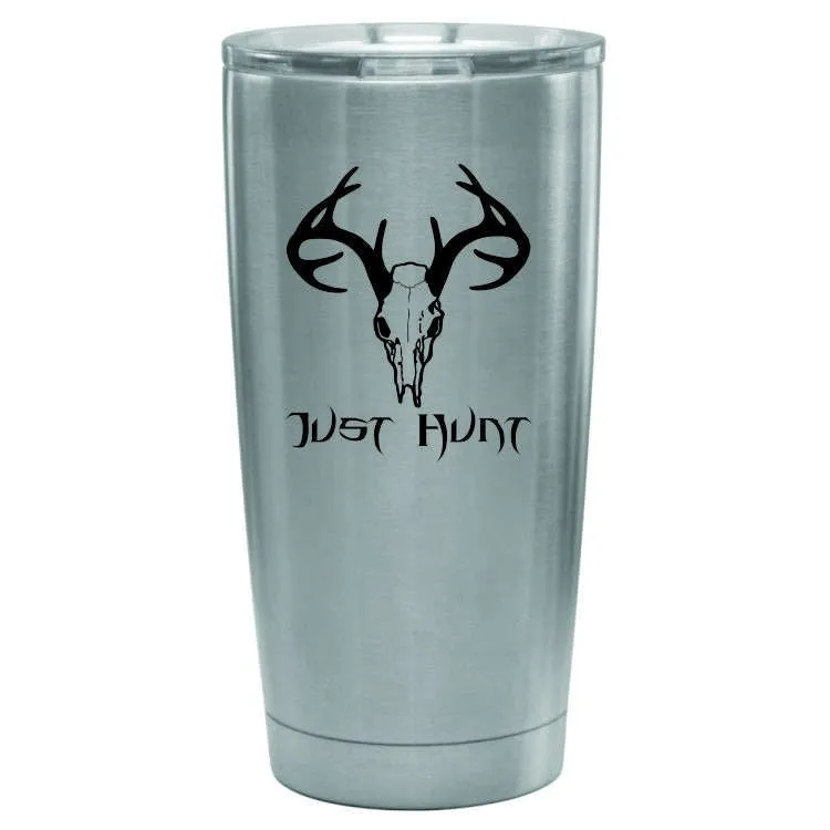 Just Hunt - Deer Skull 20oz & 30oz Tumbler - Silver and Black Matte