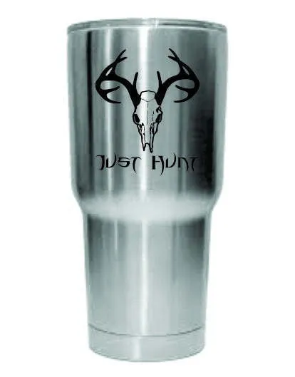 Just Hunt - Deer Skull 20oz & 30oz Tumbler - Silver and Black Matte