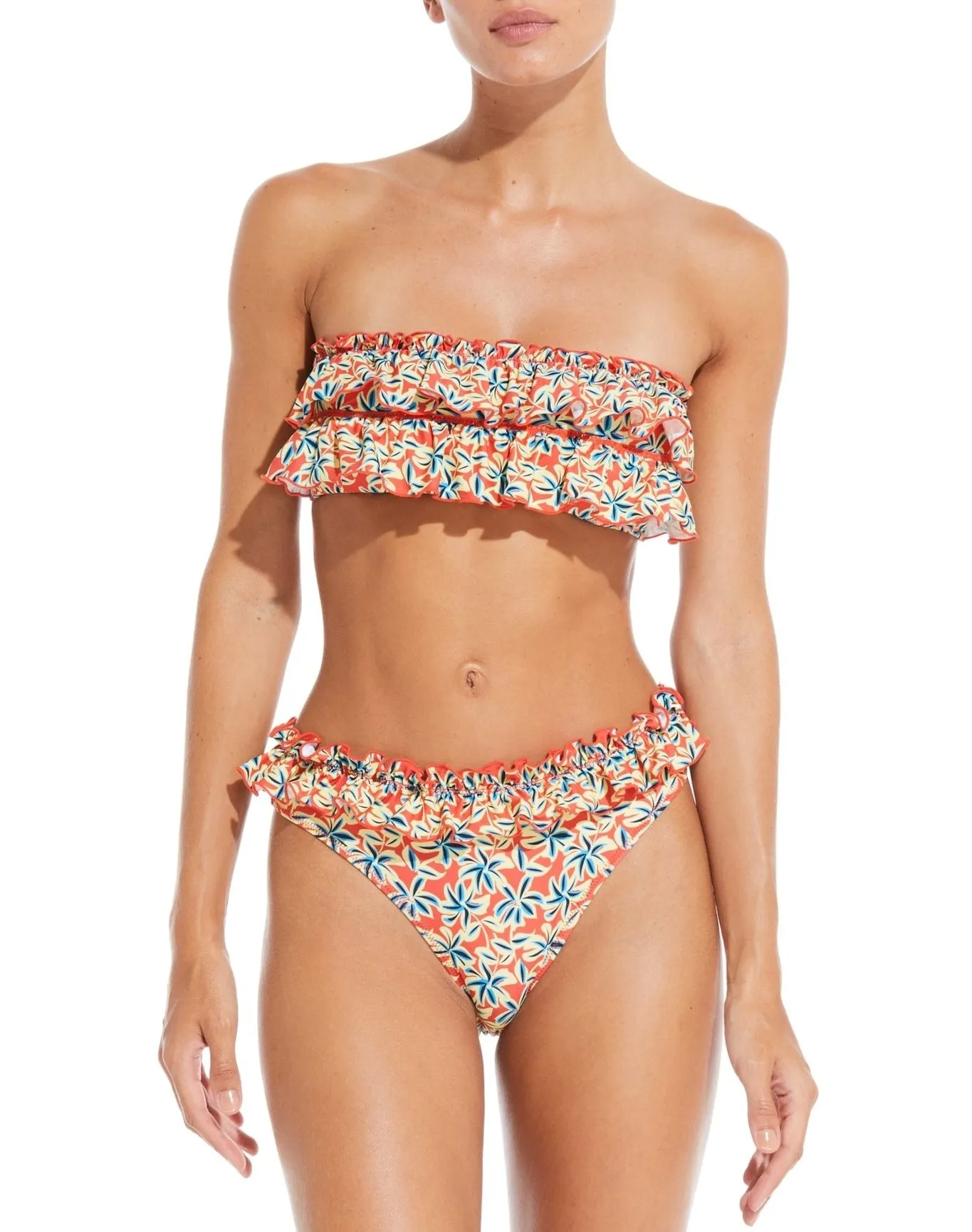 Kaia Bikini Bottom | Coral Orange Floral Daze