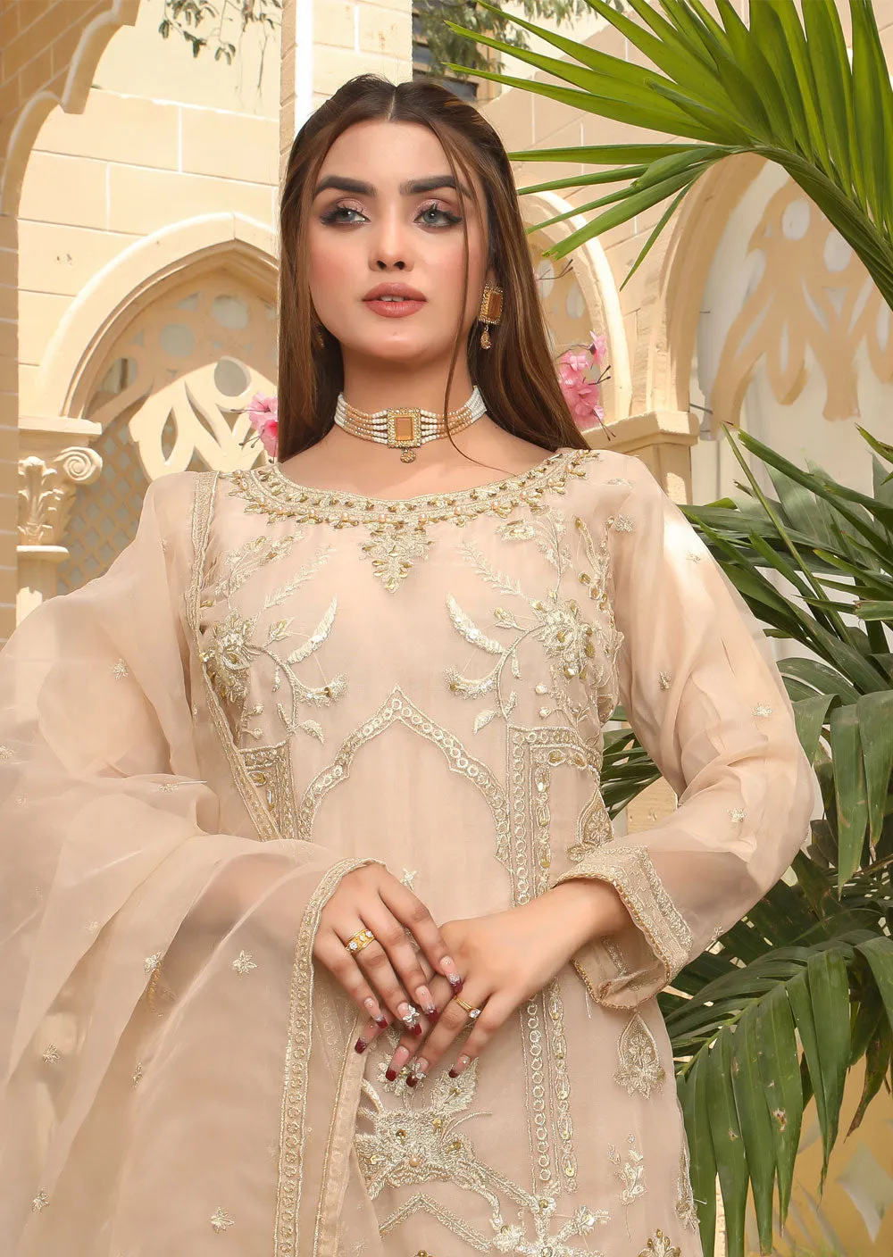 KLD202 Dorothy - Readymade Peach Organza Suit