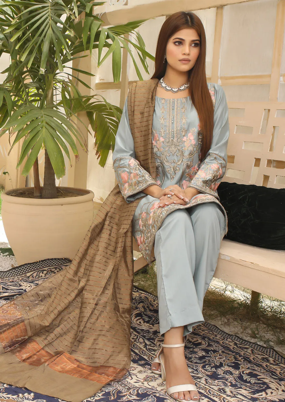 KLD203 Rosewood - Readymade Ice Blue Viscose Suit