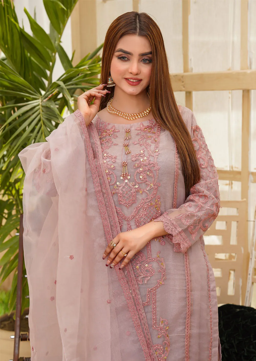 KLD207 Sublime - Pink Readymade Organza Suit