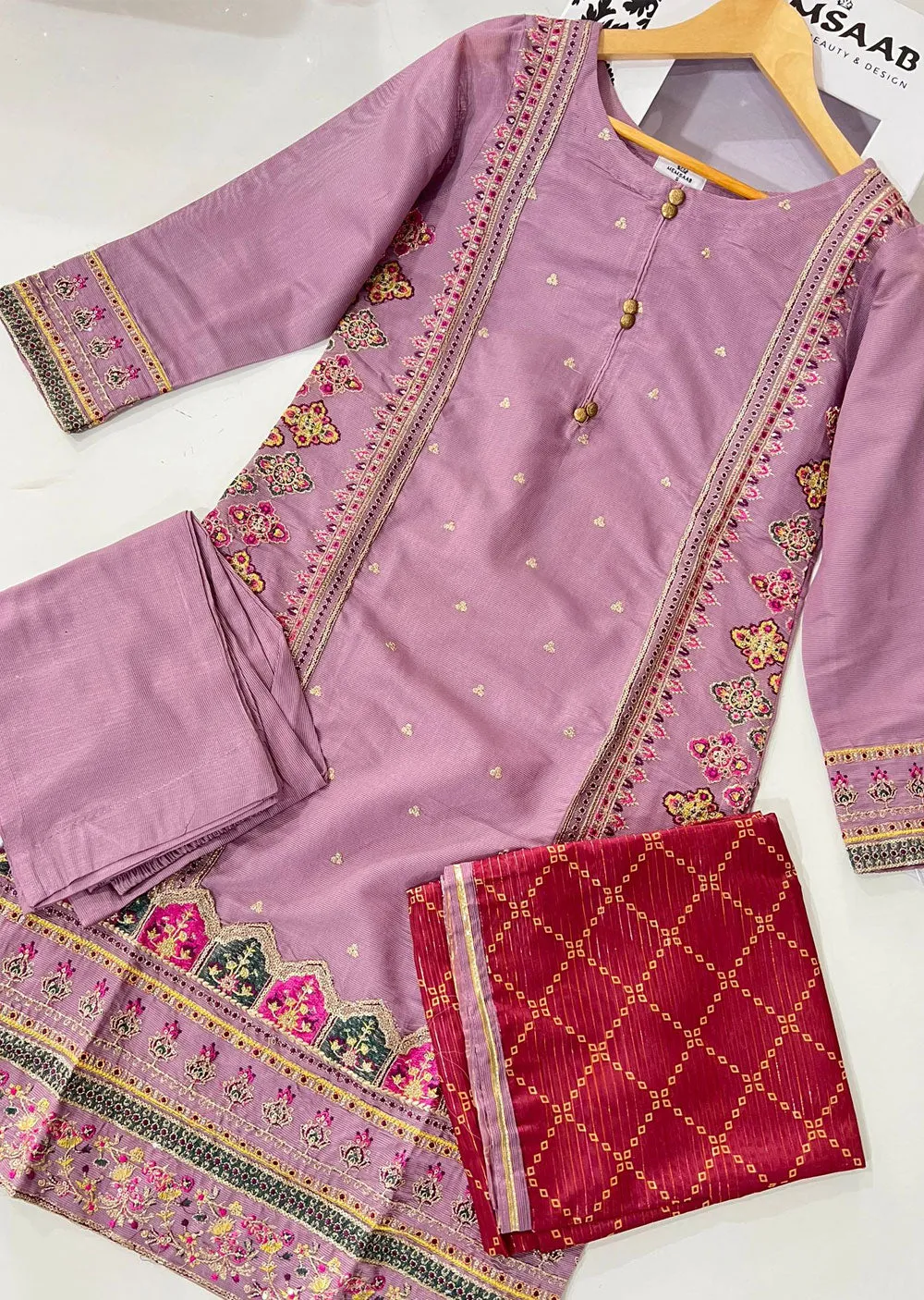 KLD301 Zimal - Lilac Readymade Khadi Net Suit
