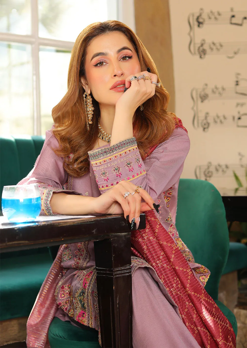 KLD301 Zimal - Lilac Readymade Khadi Net Suit