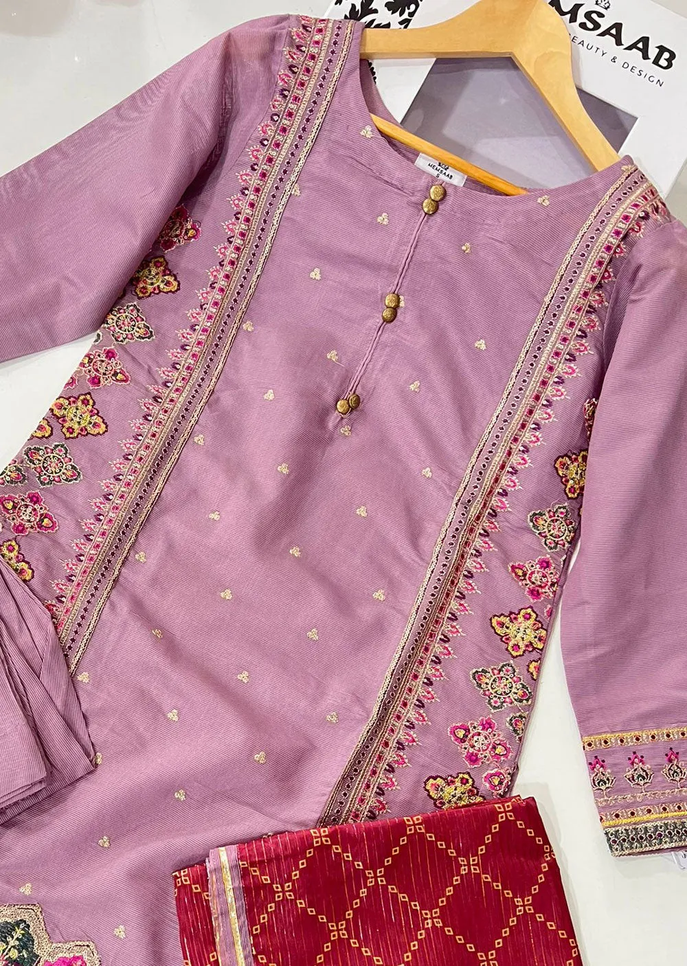 KLD301 Zimal - Lilac Readymade Khadi Net Suit