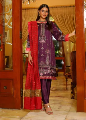KLD302 Sanaya - Purple Readymade Khadi Net Suit