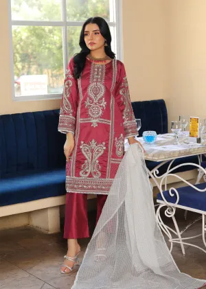 KLD304 Effat - Pink Readymade Khadi Net Suit