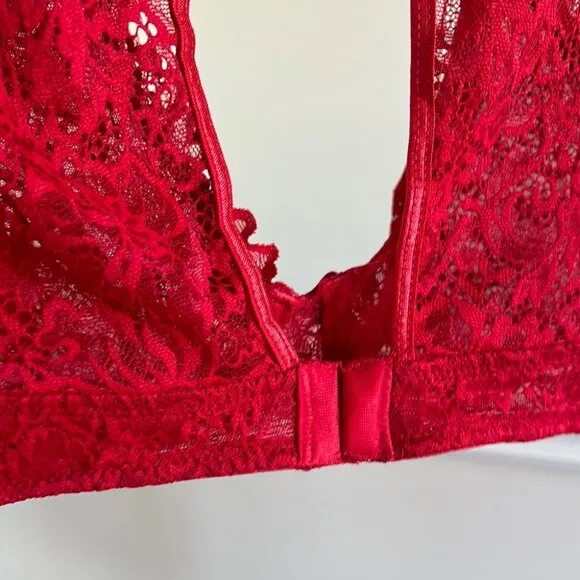La Vie en Rose Red Lace Long Sleeve Bralette Top