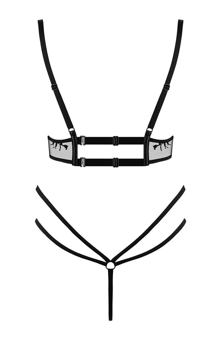 Lace & wet look bodysuit lingerie - Londynn