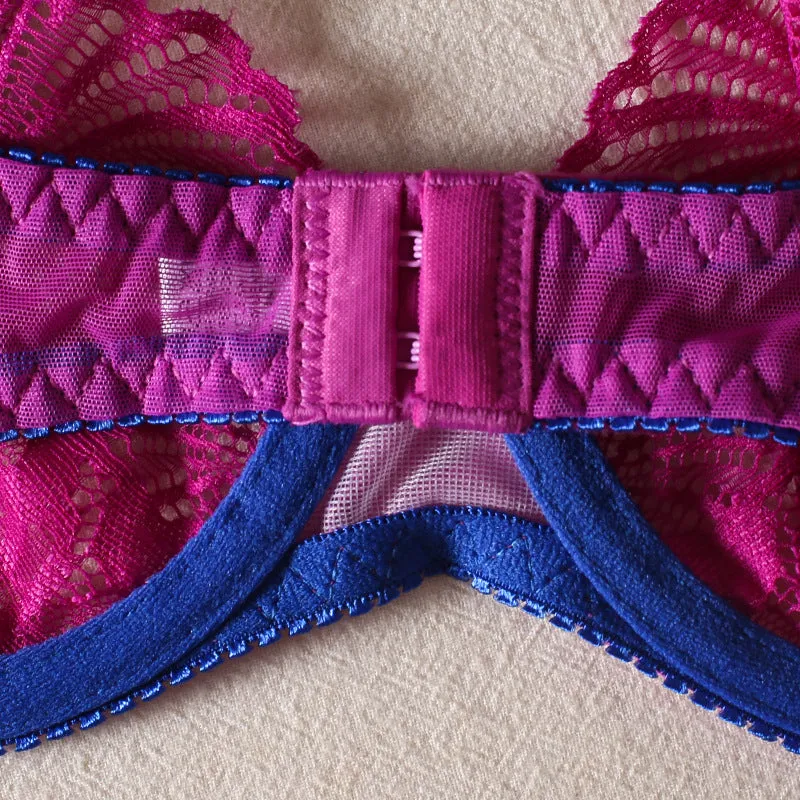 Lace Contrast Color Belt Leg Ring Garter Underwear Set