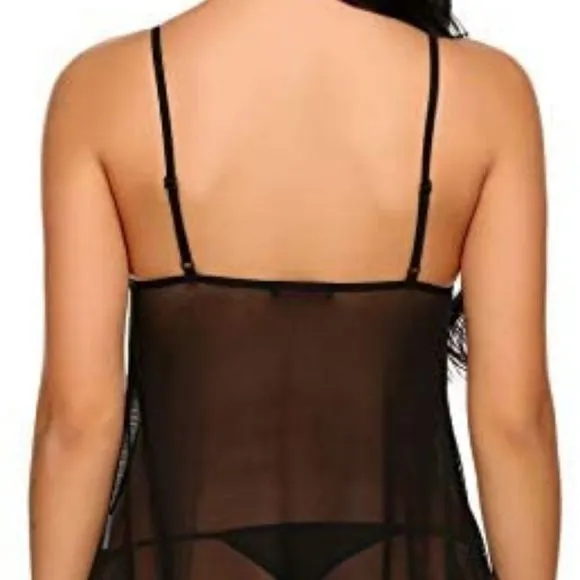Lace Babydoll Lingerie Sexy Mini Chemise Mesh Wedding Nightie Bridal Nightdress