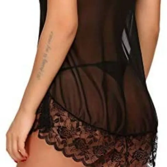 Lace Babydoll Lingerie Sexy Mini Chemise Mesh Wedding Nightie Bridal Nightdress