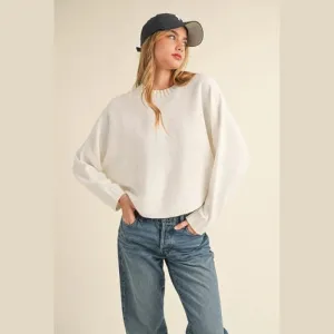 'Laya' Round Neck Dolman Sleeve Cropped Sweater