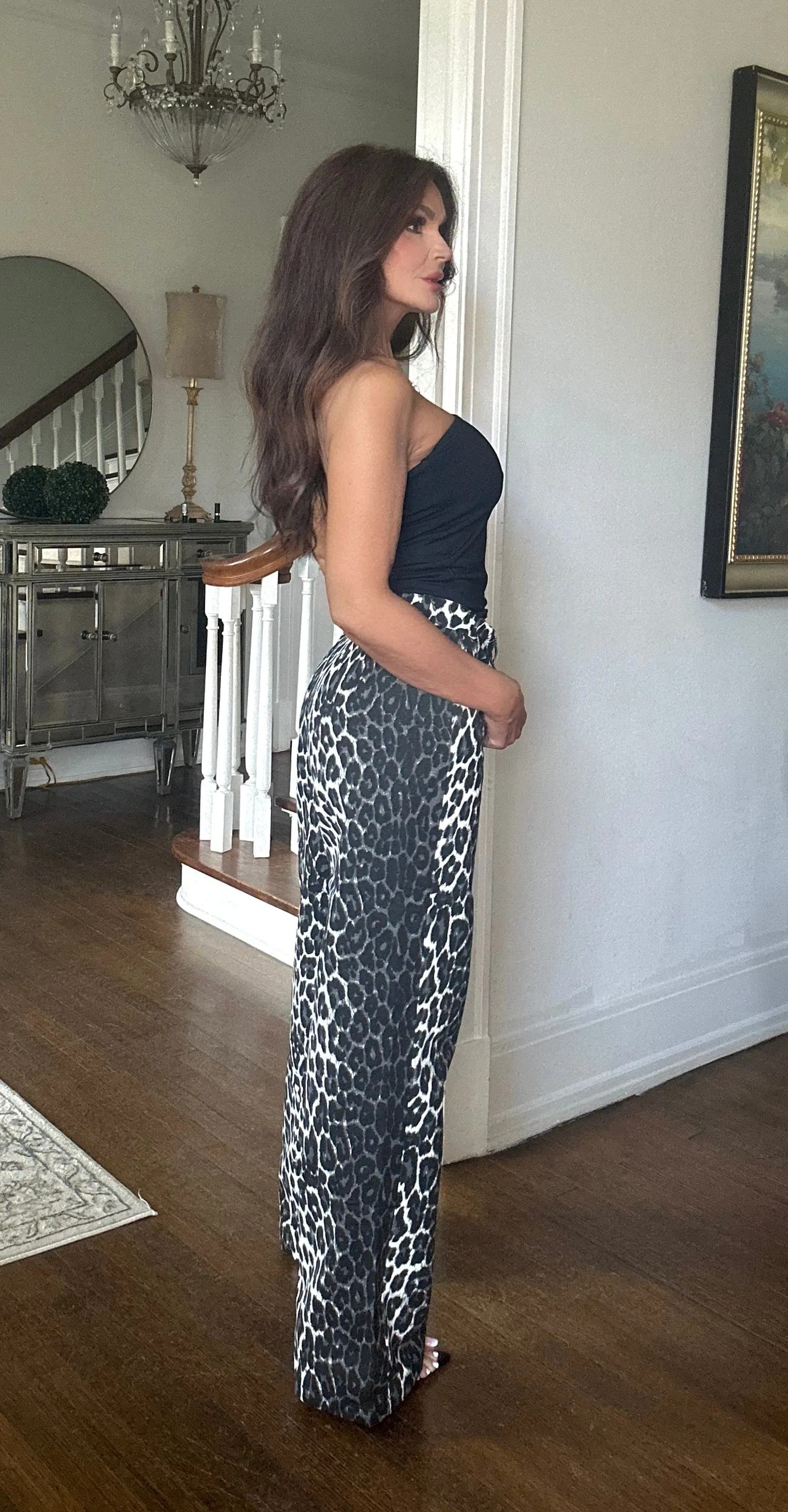 Leona black leopard print high waist pant