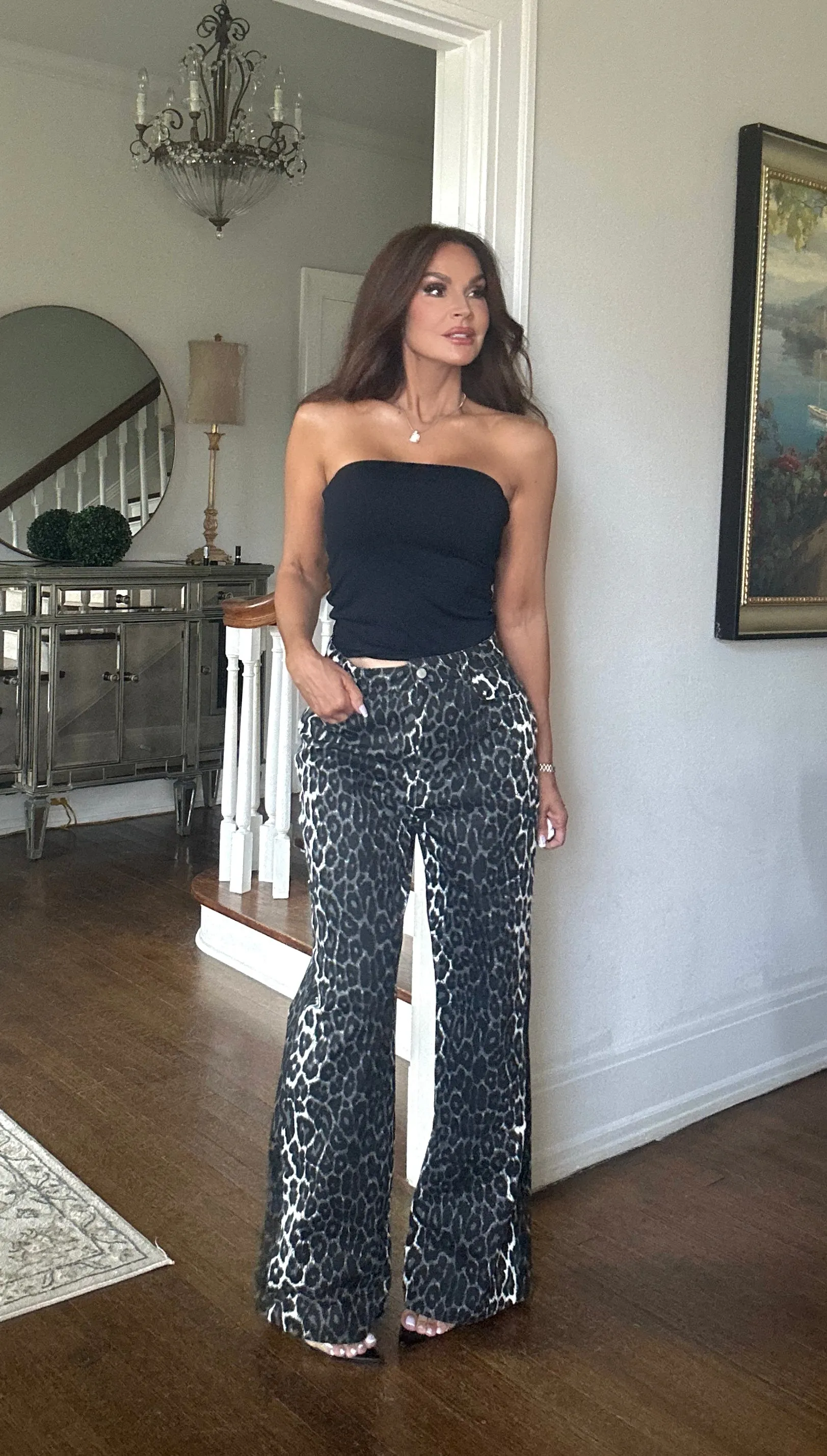 Leona black leopard print high waist pant