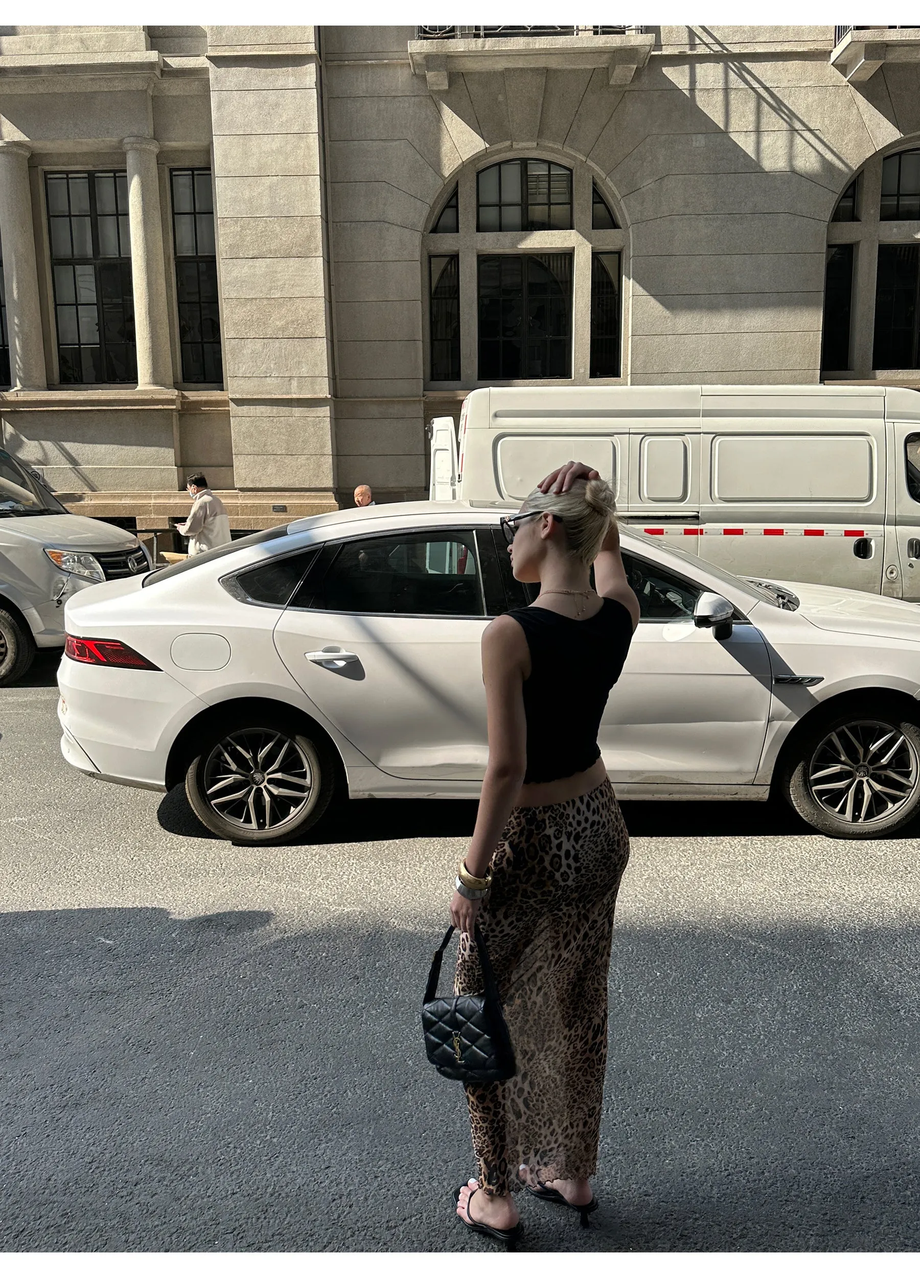 Leopard Low-Rise Long Skirt