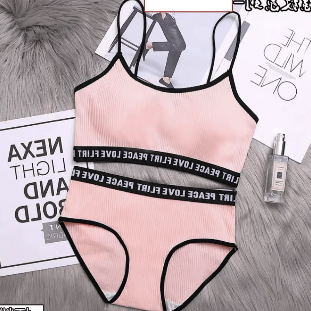 Letter Printed Lingerie Set