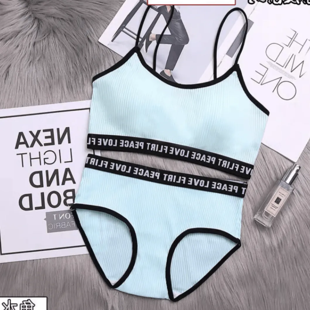 Letter Printed Lingerie Set