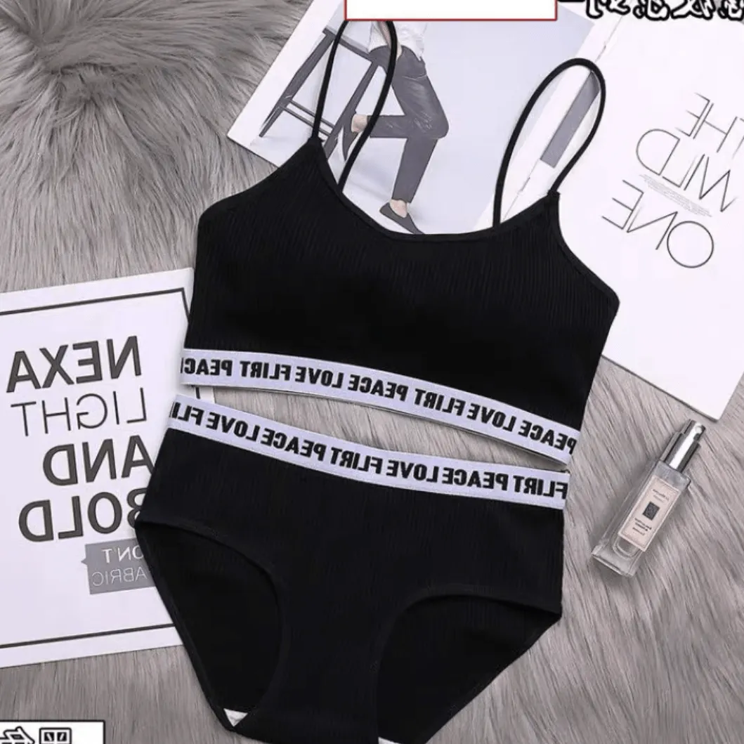 Letter Printed Lingerie Set