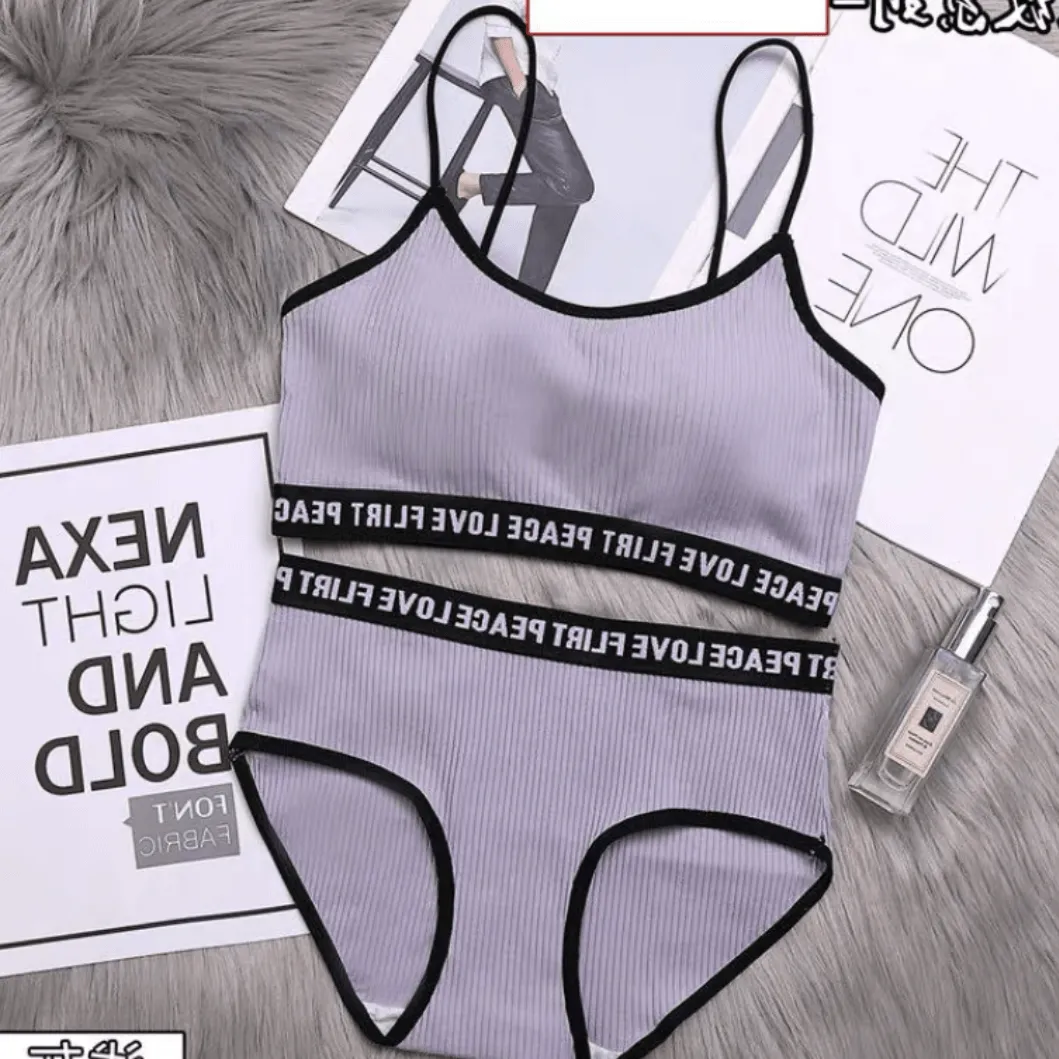Letter Printed Lingerie Set