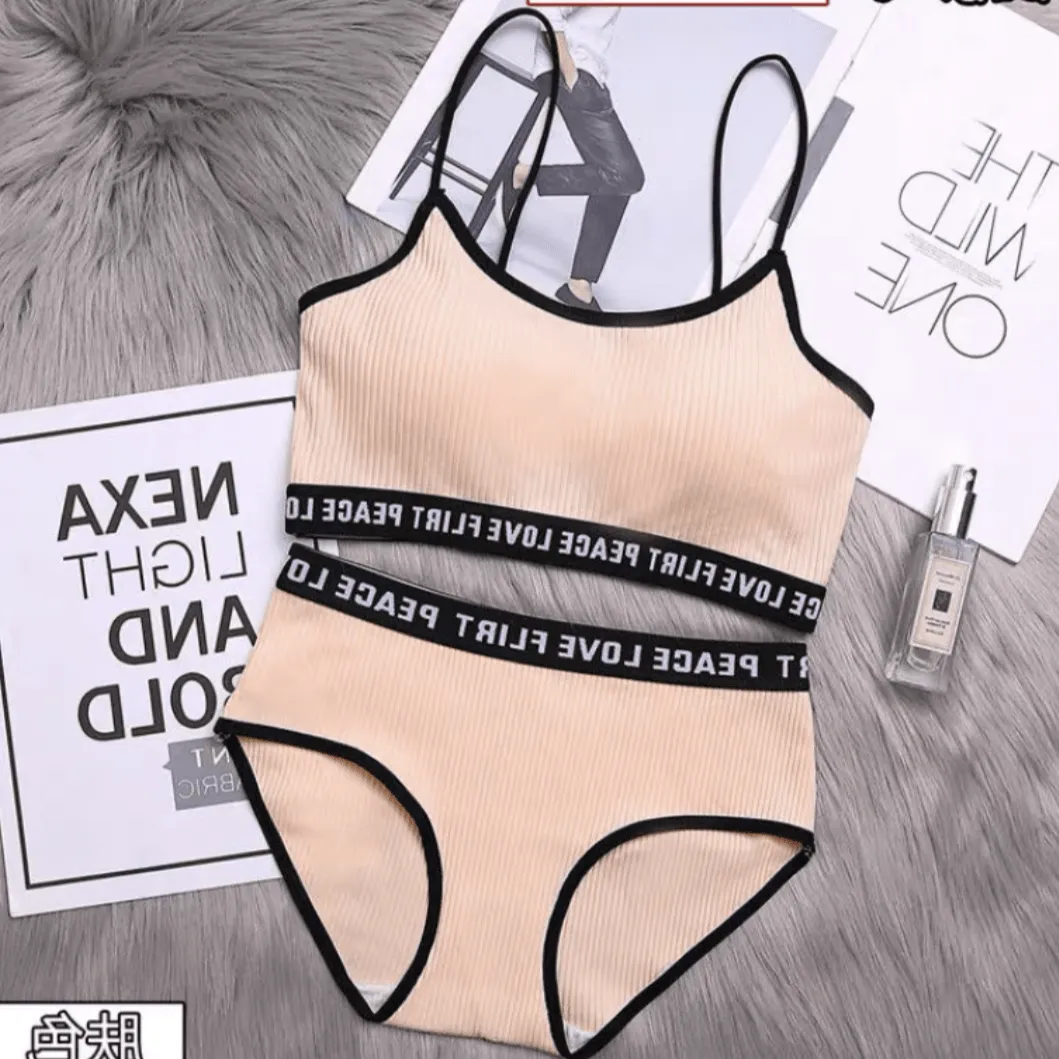 Letter Printed Lingerie Set