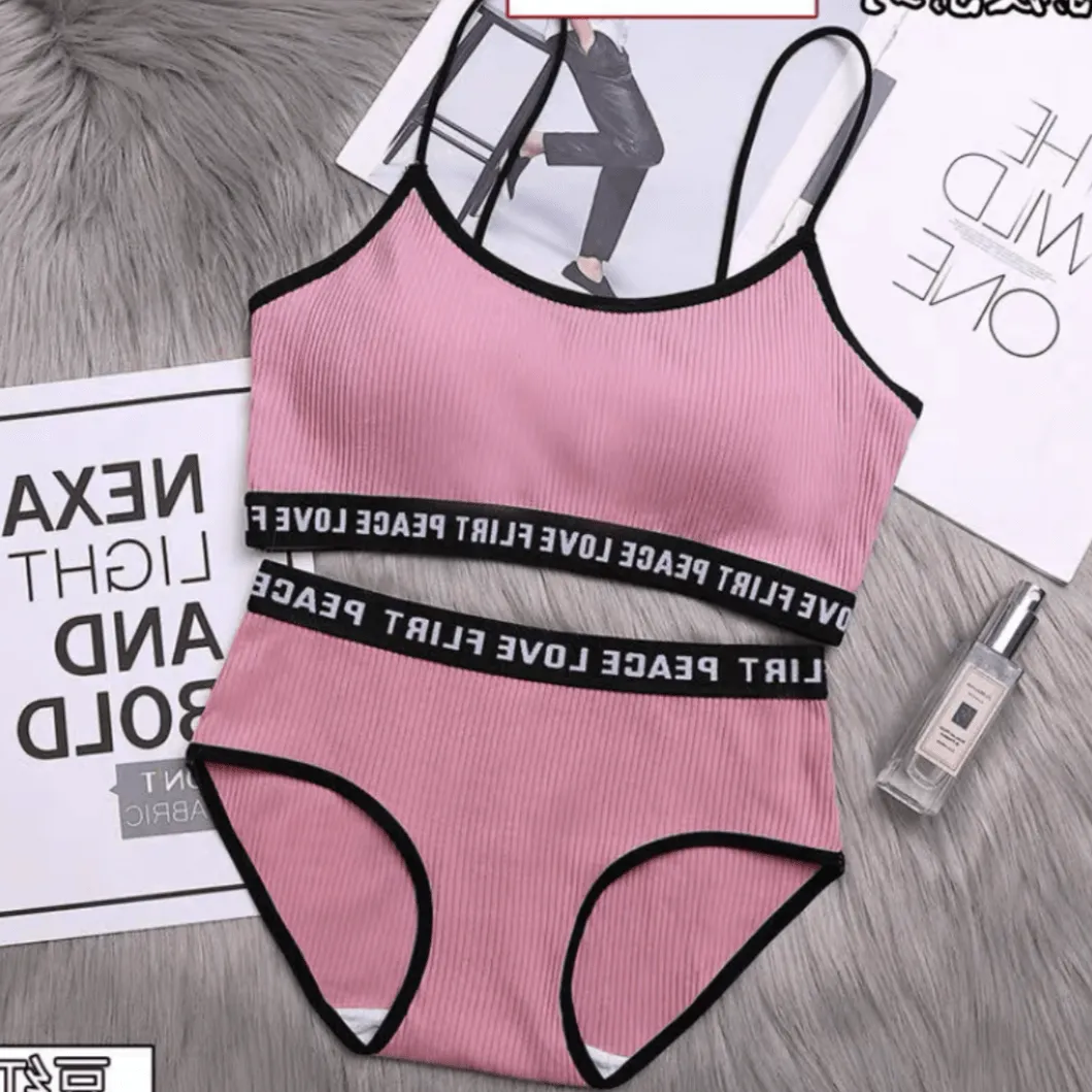 Letter Printed Lingerie Set