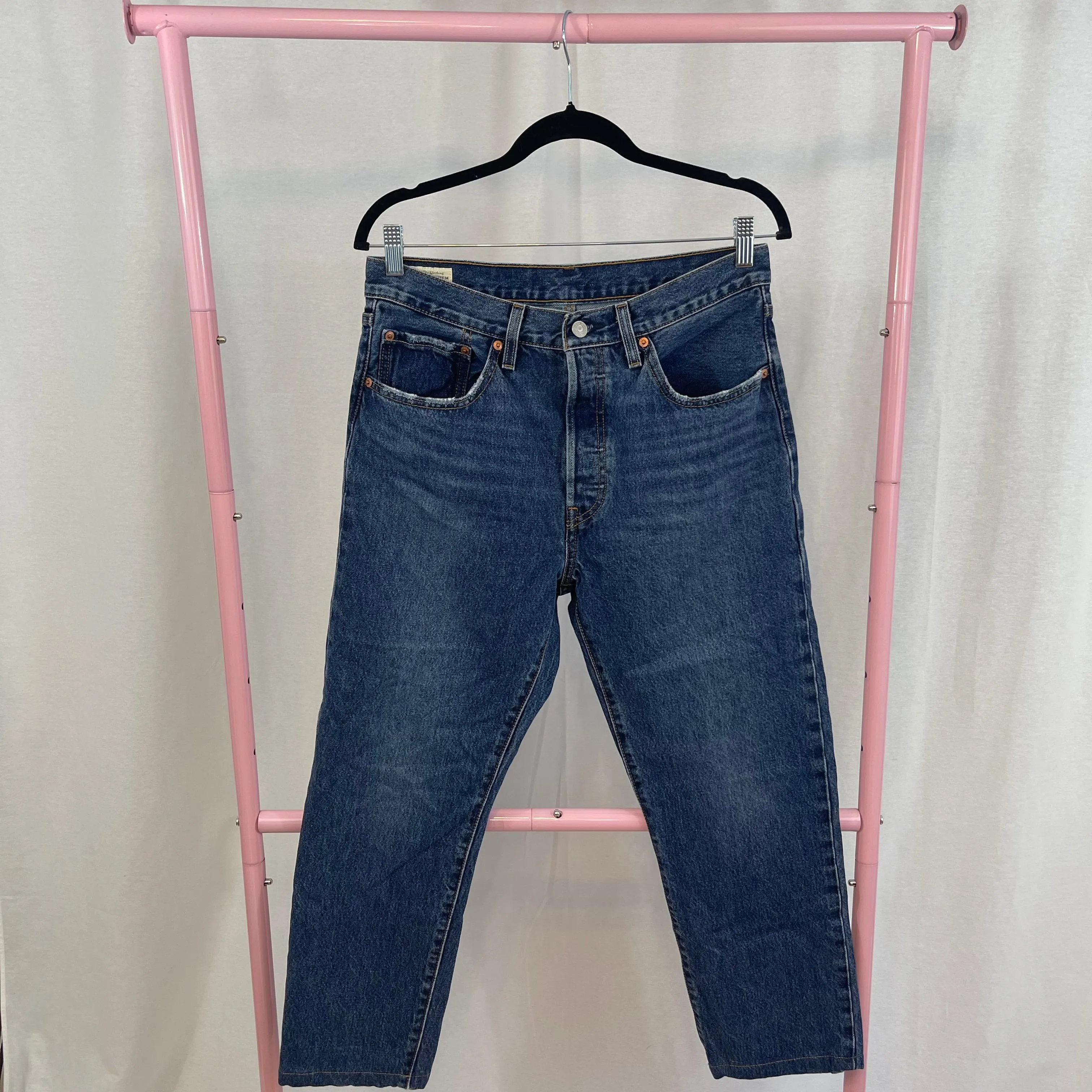 Levi's 501 Medium Dark Wash Button Fly Straight Leg Jeans size 30