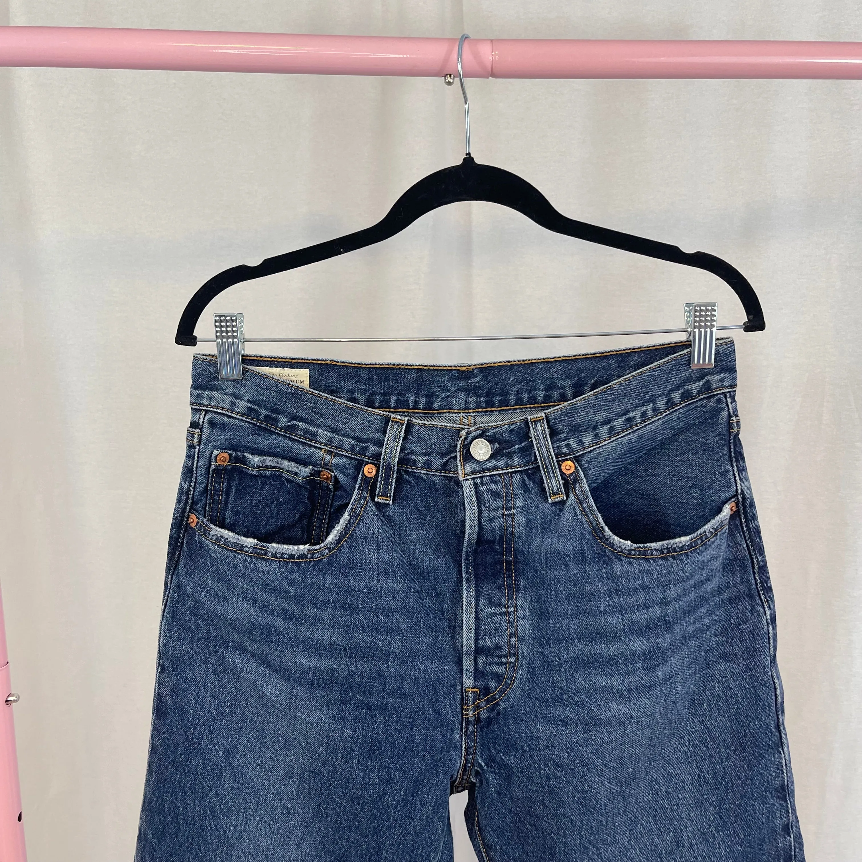 Levi's 501 Medium Dark Wash Button Fly Straight Leg Jeans size 30