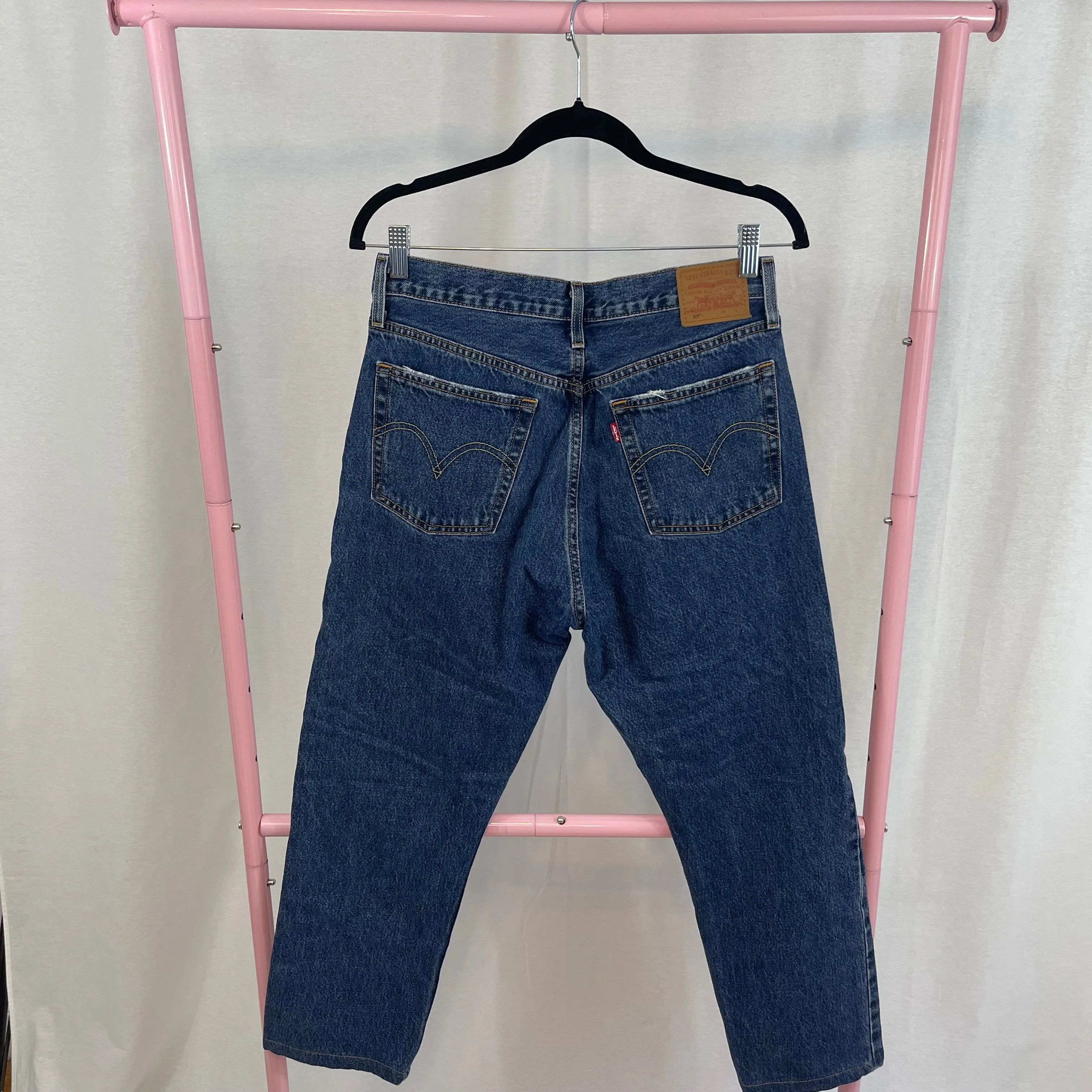 Levi's 501 Medium Dark Wash Button Fly Straight Leg Jeans size 30