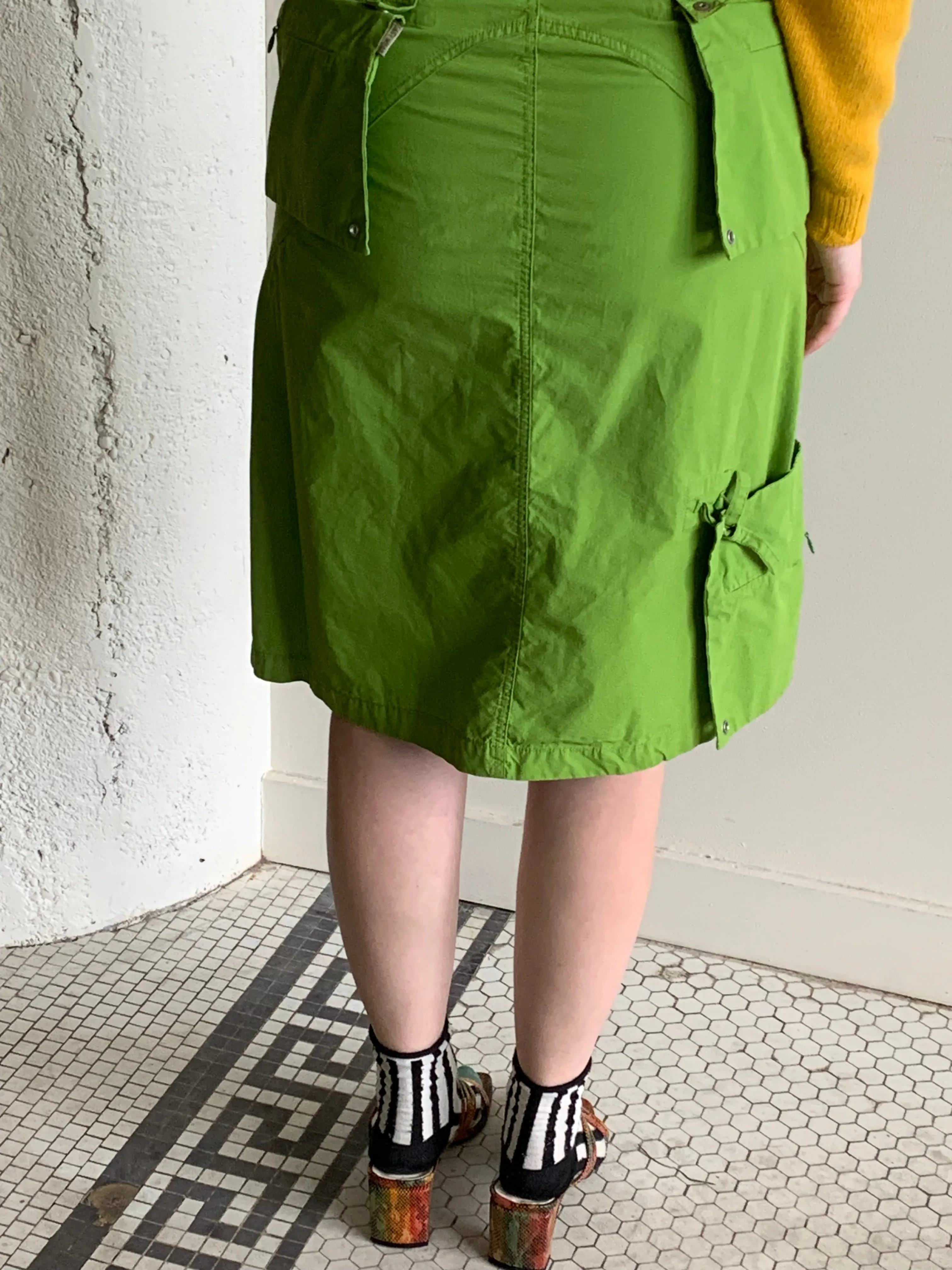 Lime green cargo skirt