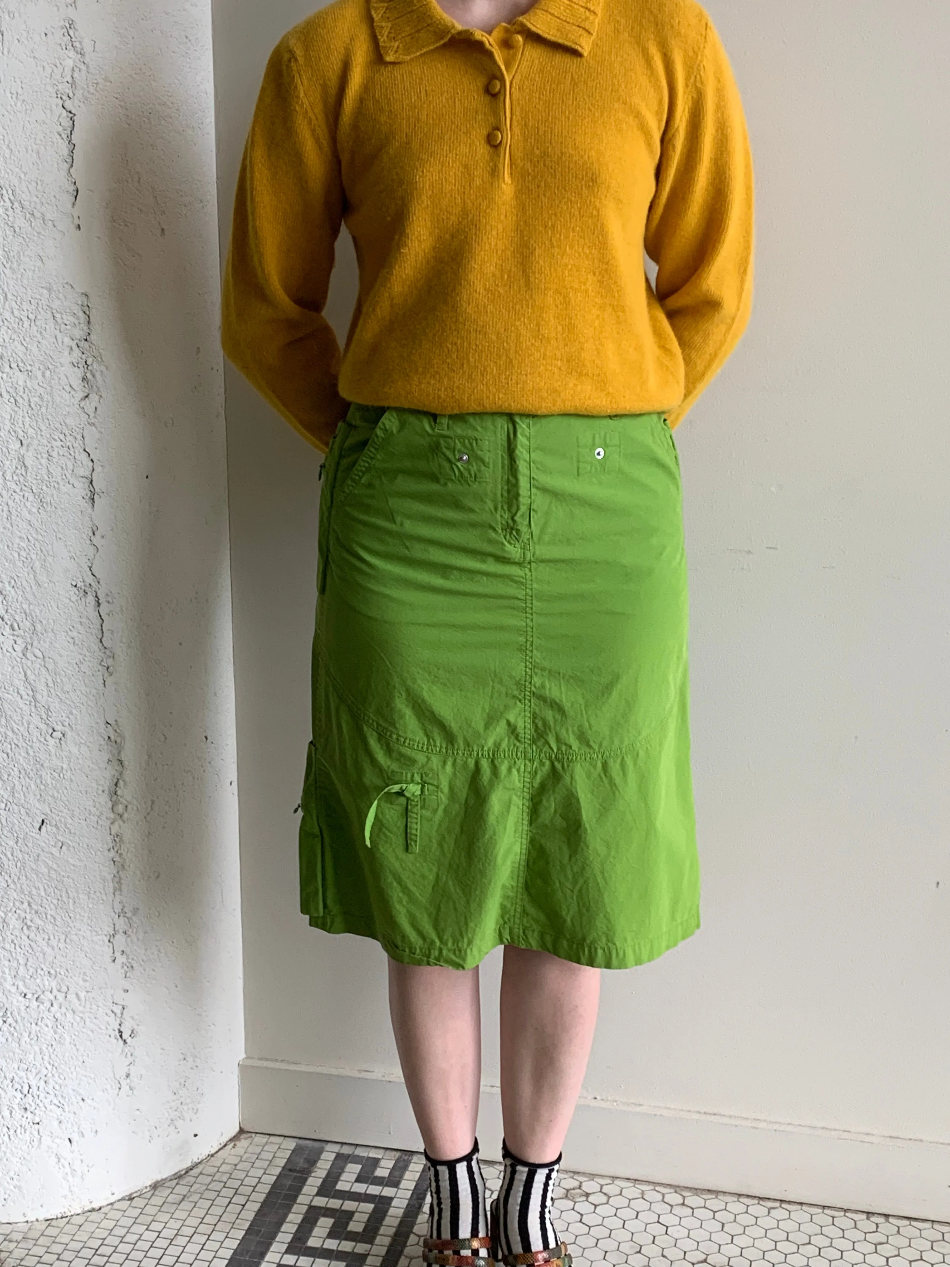 Lime green cargo skirt