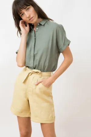 LINEN SHORTS MOON STRAW
