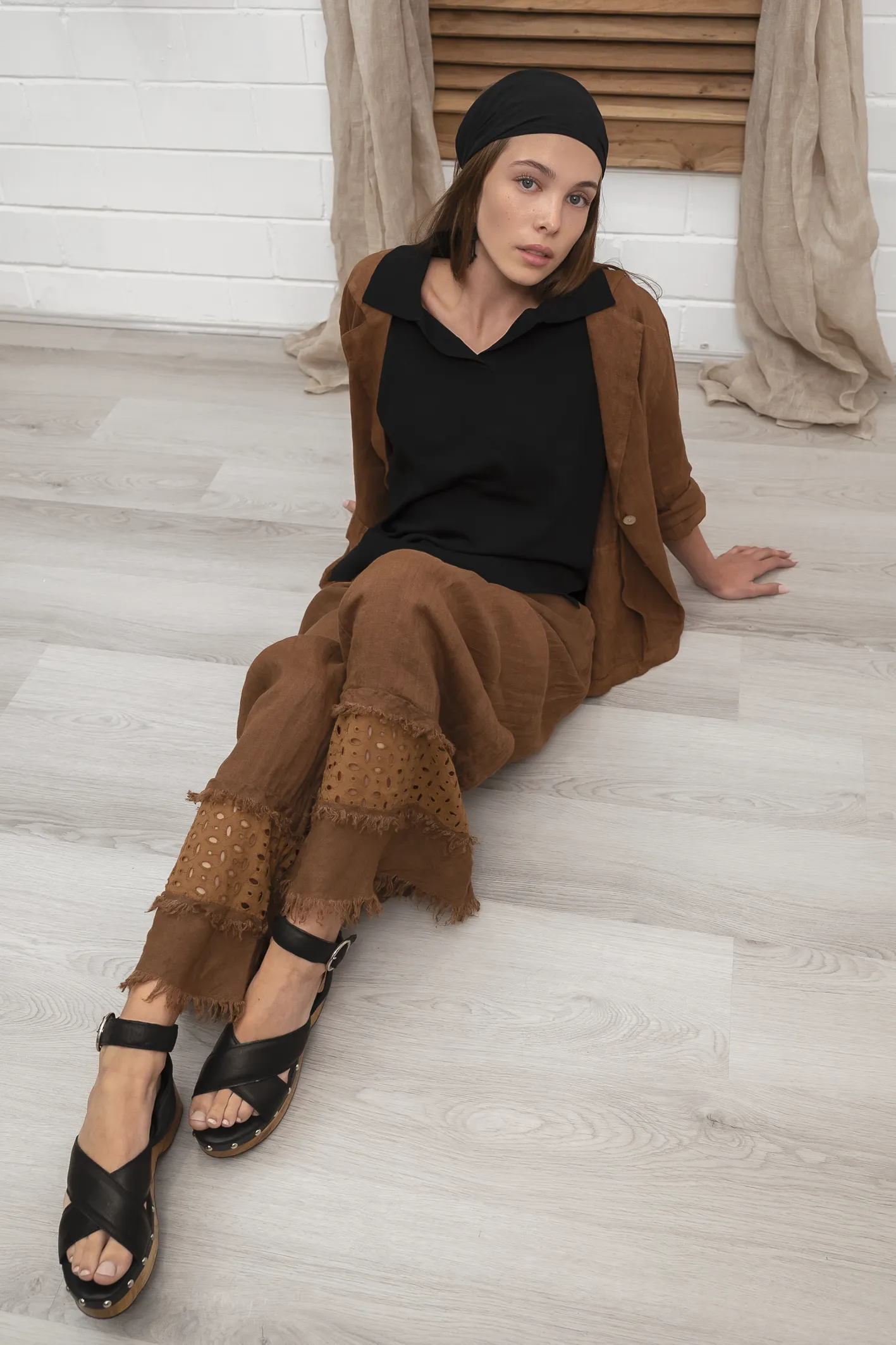 'Lola' Linen Blazer - Rust