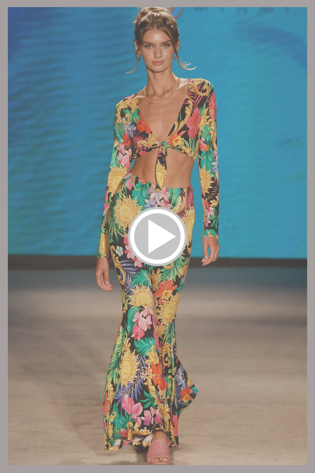 LOVE BY THE SUN - Front Knot Crop Top & Bell Bottoms Pants • Multicolor Runway