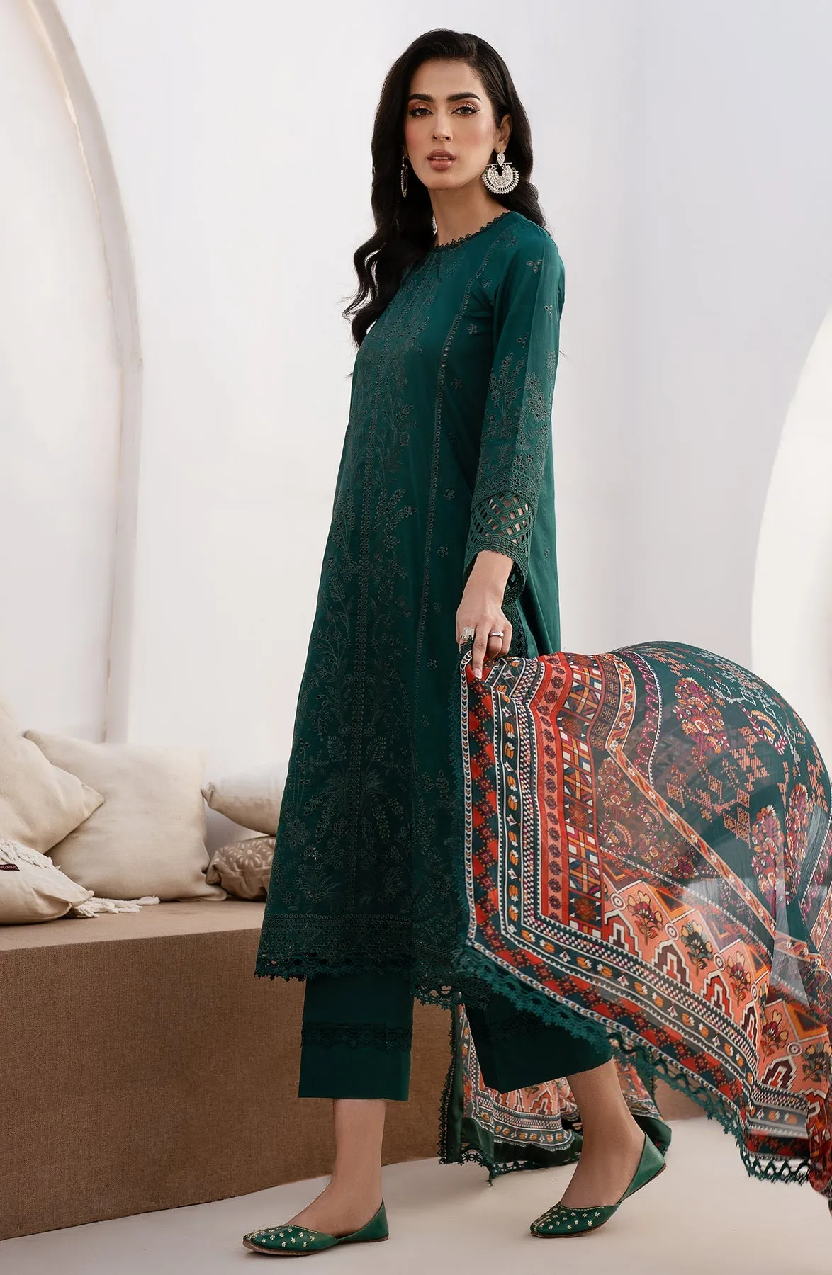 Luxury Teal Green Embroidered Pakistani Salwar Kameez Dupatta Suit