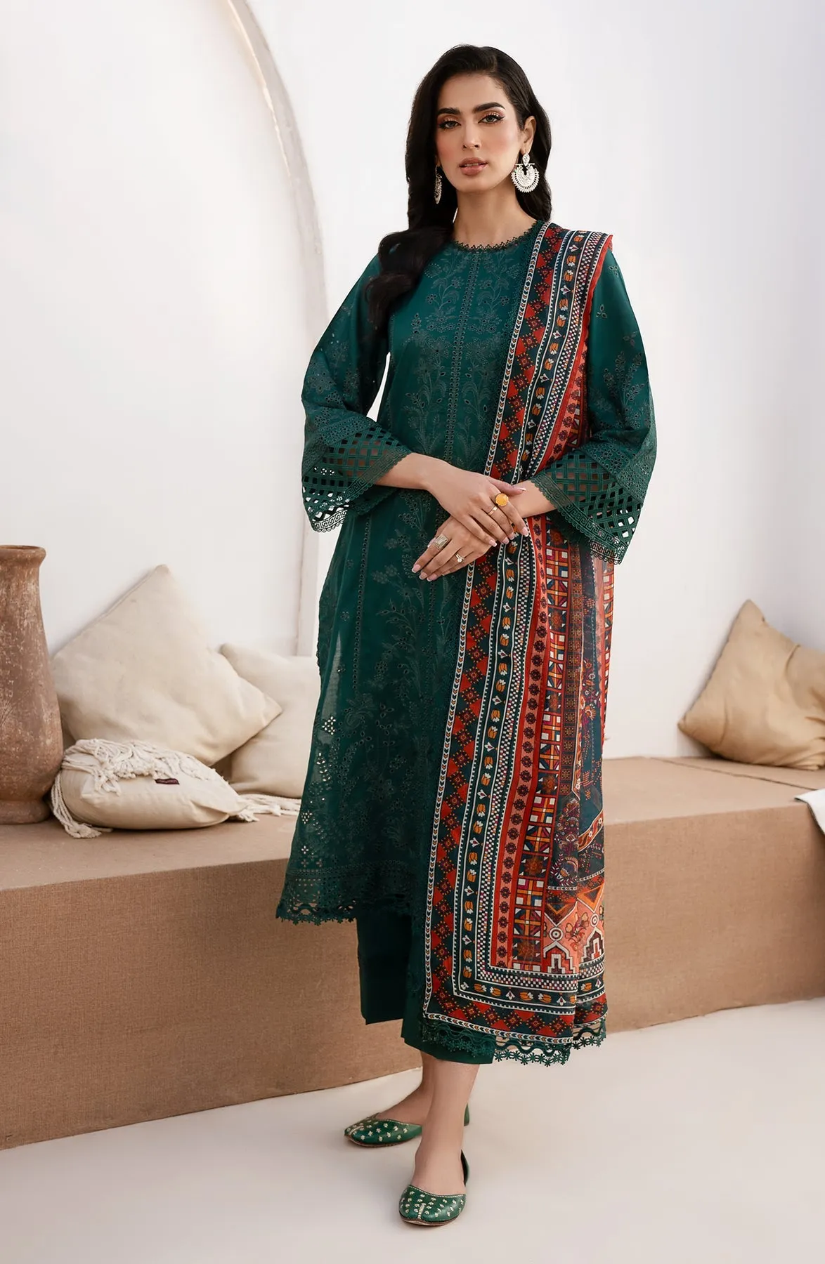 Luxury Teal Green Embroidered Pakistani Salwar Kameez Dupatta Suit