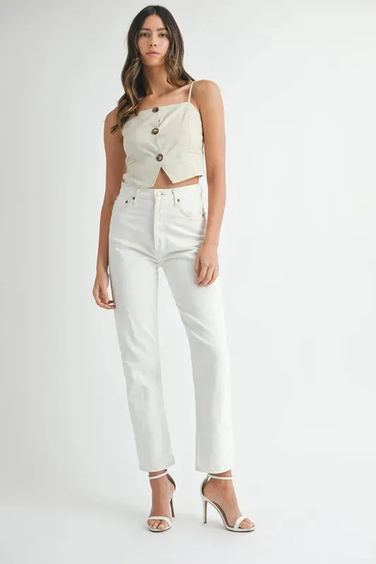 MABLE Linen Mix Button Down Tank Top