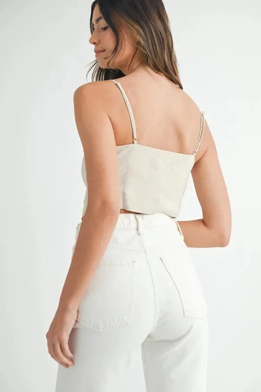 MABLE Linen Mix Button Down Tank Top