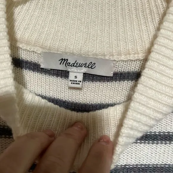 Madewell Stripe-Play Mockneck Pullover Sweater