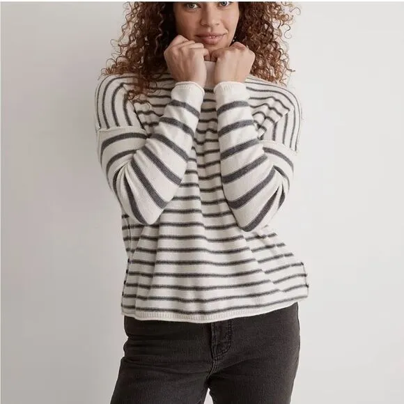 Madewell Stripe-Play Mockneck Pullover Sweater