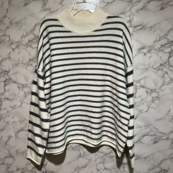 Madewell Stripe-Play Mockneck Pullover Sweater